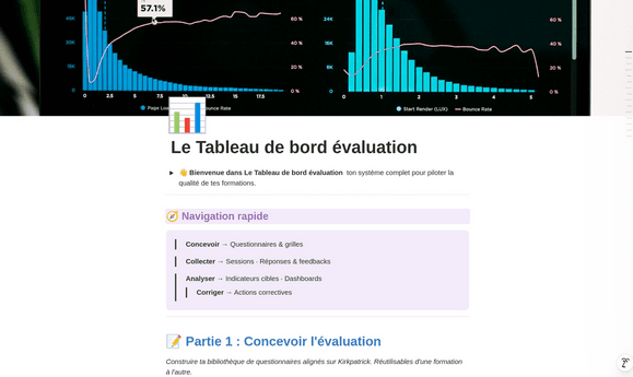 Aperçu du template Notion Tableau de bord d'évaluation des apprenant·es