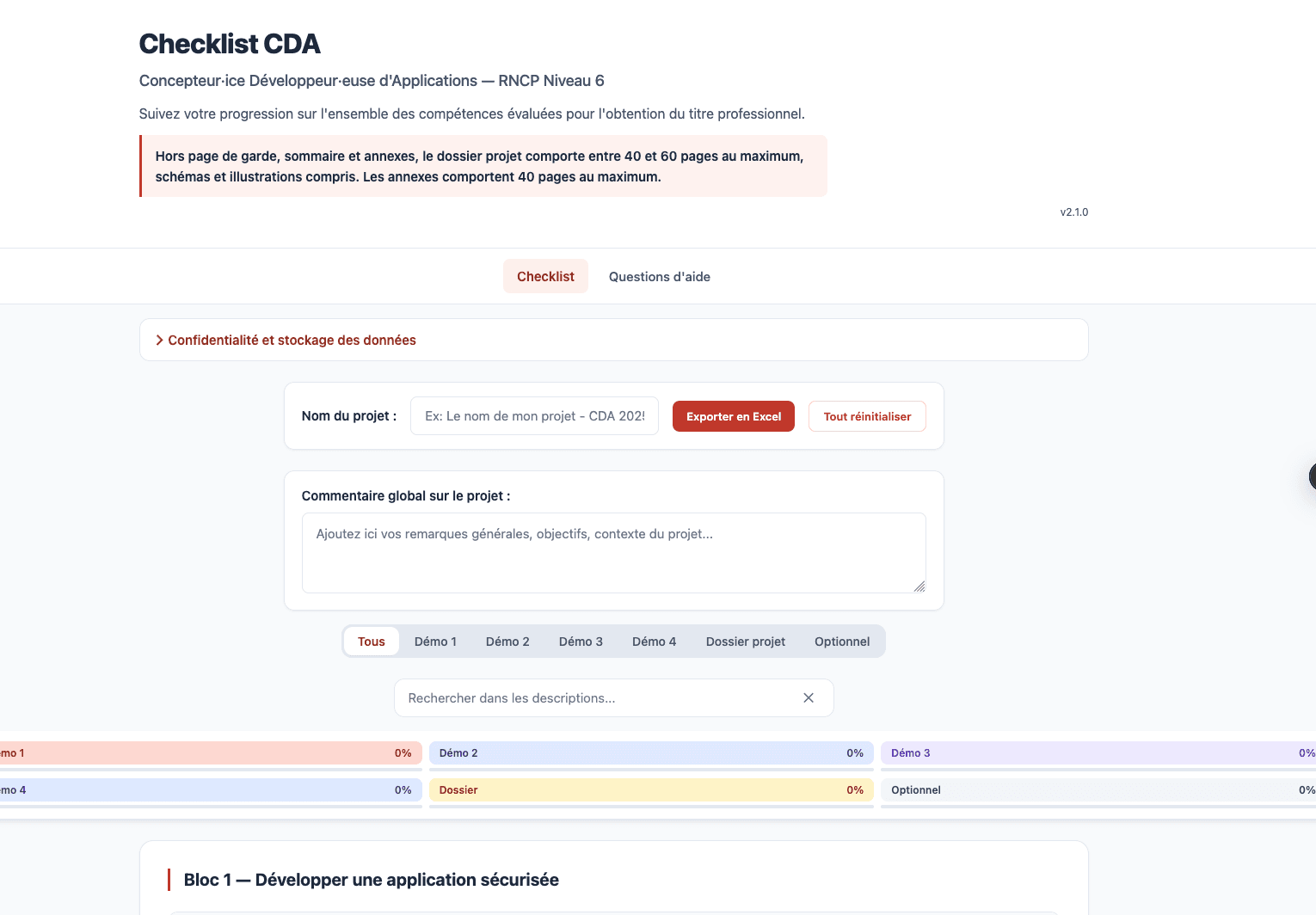 Aperçu de la checklist RNCP 6 CDA