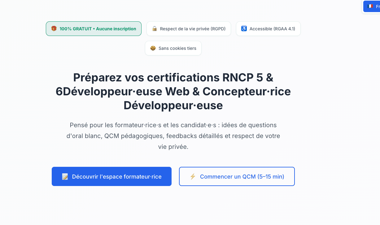 Aperçu de Quiz4Dev